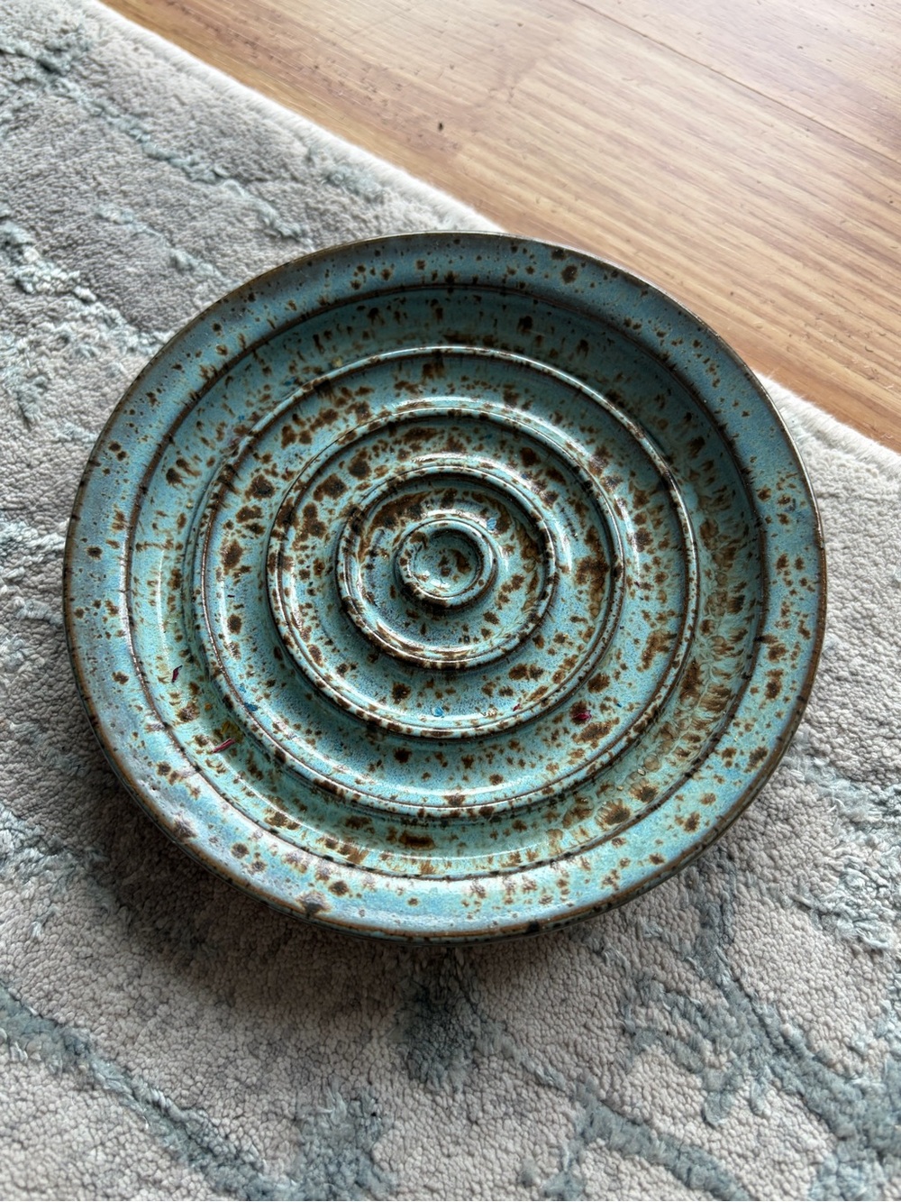 Handcrafted Ceramic Decorative Plate - Aqua Speckle